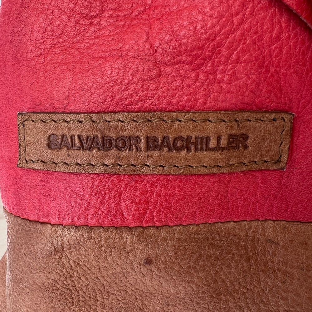 Salvador Bachiller Genuine Leather Cherry Red Callie Collection Satchel Purse - Picture 13 of 16